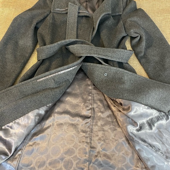 Angora/Wool Coat Preston & York Sz 6 Long Button Up Dark Grey Fully Lined - Picture 6 of 10
